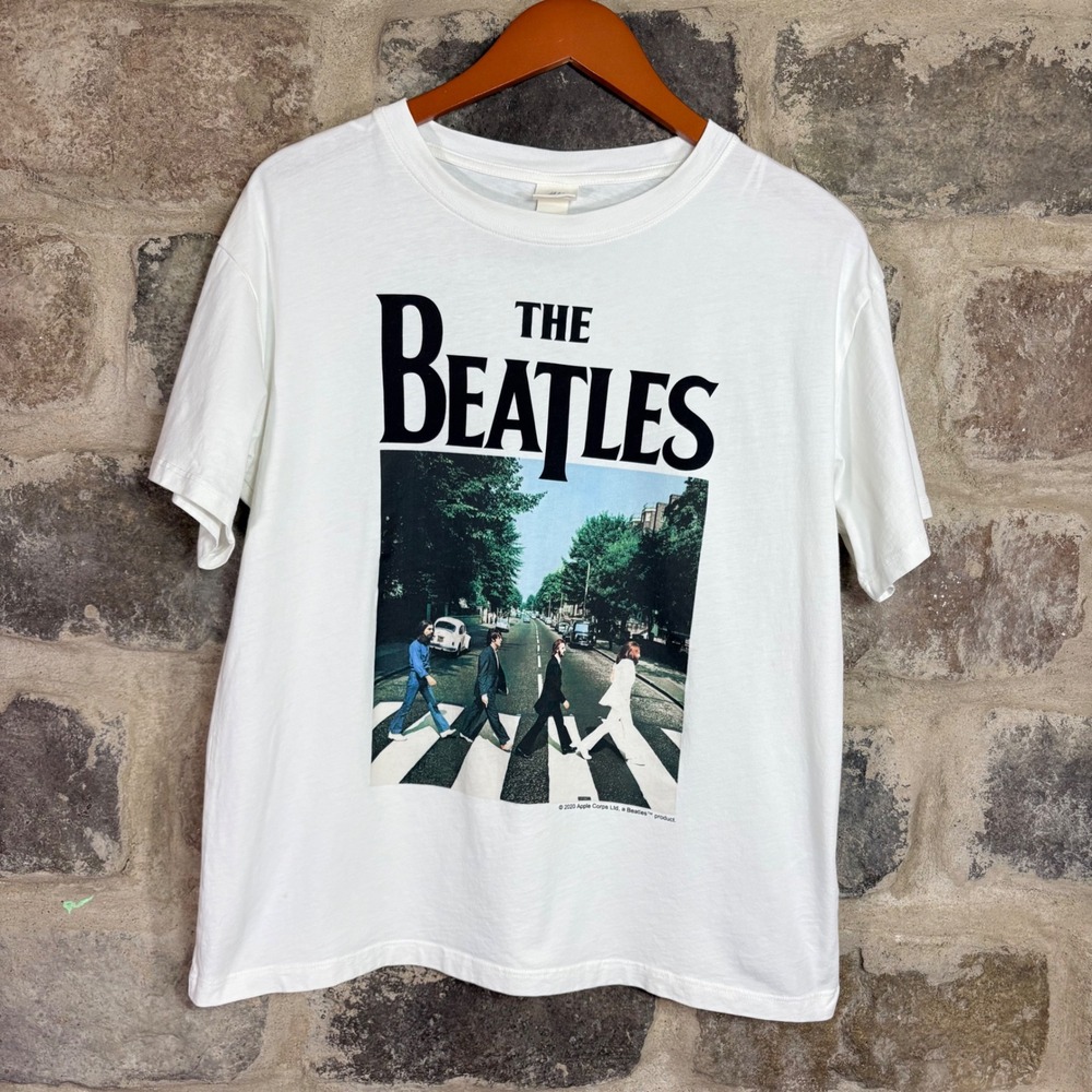 H&M‎ LOGG The Beatles Abbey Road Graphic T-Shirt White Unisex Medium Classic